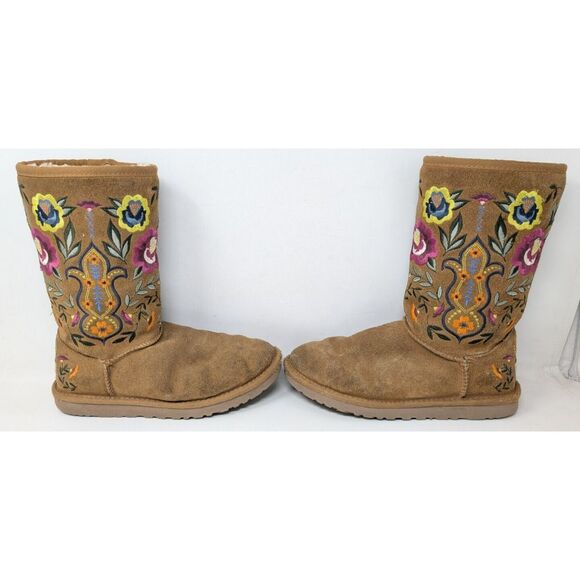 Vintage Y2K‎ UGG Juliette Women's Shearling Boots Floral Suede Women's Size US 5 - Picture 1 of 11